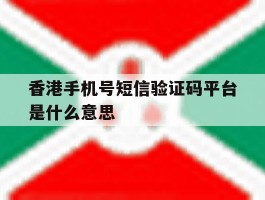 香港手机号短信验证码平台是什么意思
