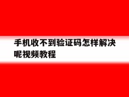 手机收不到验证码怎样解决呢视频教程