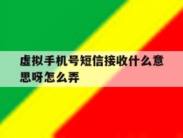 虚拟手机号短信接收什么意思呀怎么弄