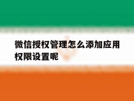 微信授权管理怎么添加应用权限设置呢