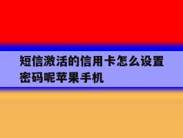 包含短信激活的信用卡怎么设置密码呢苹果手机的词条