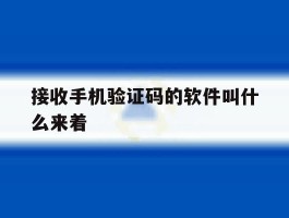 接收手机验证码的软件叫什么来着
