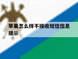 苹果怎么样不接收短信信息提示