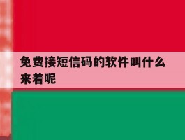 免费接短信码的软件叫什么来着呢