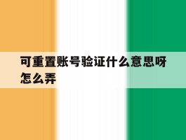 可重置账号验证什么意思呀怎么弄