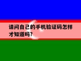 请问自己的手机验证码怎样才知道吗?