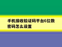 手机接收验证码平台6位数密码怎么设置