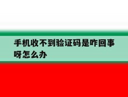 手机收不到验证码是咋回事呀怎么办