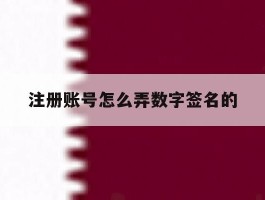 注册账号怎么弄数字签名的