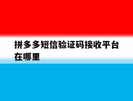 拼多多短信验证码接收平台在哪里