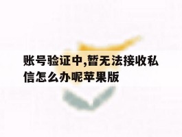 账号验证中,暂无法接收私信怎么办呢苹果版的简单介绍