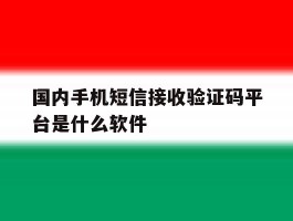 国内手机短信接收验证码平台是什么软件