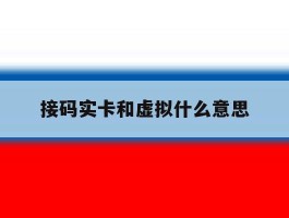 接码实卡和虚拟什么意思