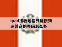 包含ipad接收短信只能接到运营商的号码怎么办的词条