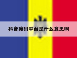 抖音接码平台是什么意思啊