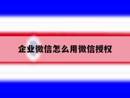 企业微信怎么用微信授权