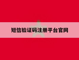 短信验证码注册平台官网