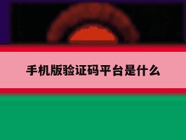 手机版验证码平台是什么