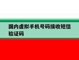 国内虚拟手机号码接收短信验证码