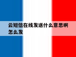 关于云短信在线发送什么意思啊怎么发的信息