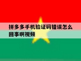 拼多多手机验证码错误怎么回事啊视频