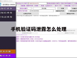 手机验证码泄露怎么处理