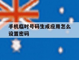 关于手机临时号码生成应用怎么设置密码的信息