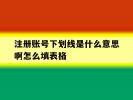 注册账号下划线是什么意思啊怎么填表格的简单介绍