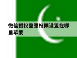 微信授权登录权限设置在哪里苹果