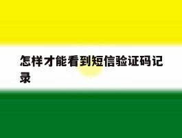 怎样才能看到短信验证码记录