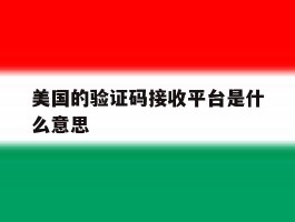 美国的验证码接收平台是什么意思