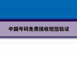 中国号码免费接收短信验证