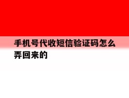手机号代收短信验证码怎么弄回来的