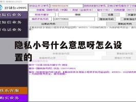 隐私小号什么意思呀怎么设置的