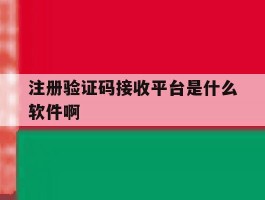 注册验证码接收平台是什么软件啊