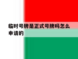 临时号牌是正式号牌吗怎么申请的
