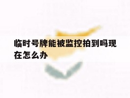 临时号牌能被监控拍到吗现在怎么办