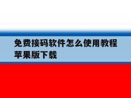 免费接码软件怎么使用教程苹果版下载