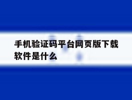 手机验证码平台网页版下载软件是什么