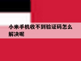 小米手机收不到验证码怎么解决呢