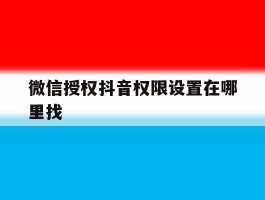 微信授权抖音权限设置在哪里找