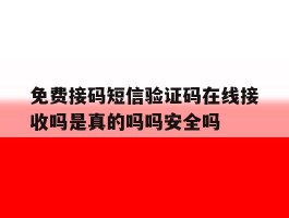 免费接码短信验证码在线接收吗是真的吗吗安全吗