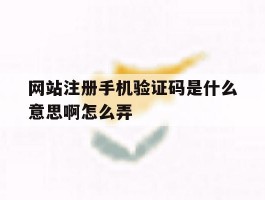 网站注册手机验证码是什么意思啊怎么弄