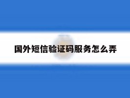 国外短信验证码服务怎么弄