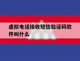 虚拟电话接收短信验证码软件叫什么