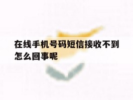 在线手机号码短信接收不到怎么回事呢的简单介绍