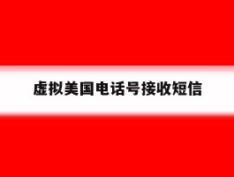 虚拟美国电话号接收短信