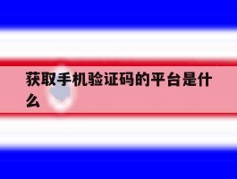 获取手机验证码的平台是什么