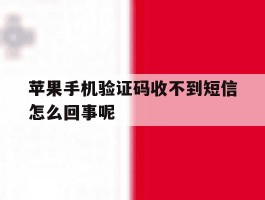 苹果手机验证码收不到短信怎么回事呢