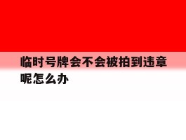 临时号牌会不会被拍到违章呢怎么办